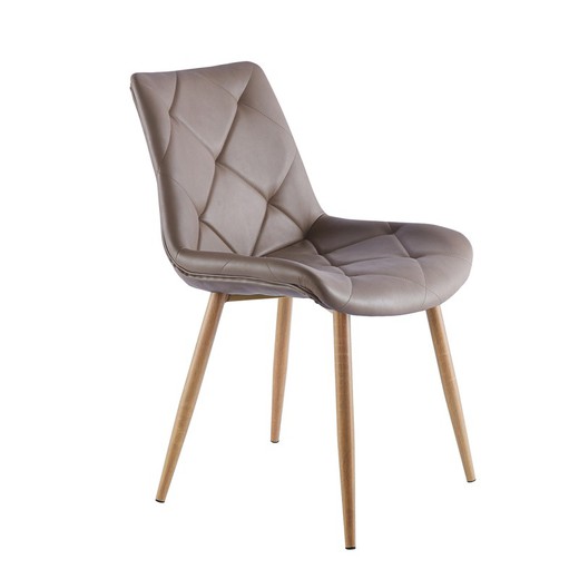 Krzesło ze sztucznej skóry i szarobrązowy/naturalny metal, 53 x 61 x 85 cm | Marlene