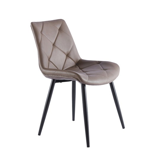 Stuhl aus Kunstleder und taupefarbenem/schwarzem Metall, 53 x 61 x 85 cm | Marlene