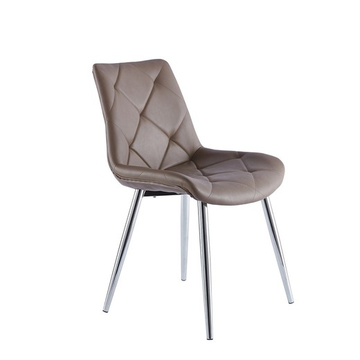 Krzesło ze sztucznej skóry i brązowo-srebrnego metalu, 53 x 61 x 85 cm | Marlene