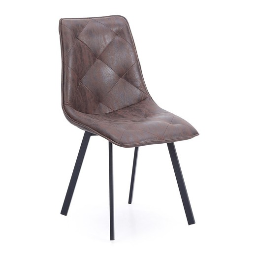Καφέ/μαύρη υφασμάτινη καρέκλα, 45 x 63 x 87 cm | Διαμάντι