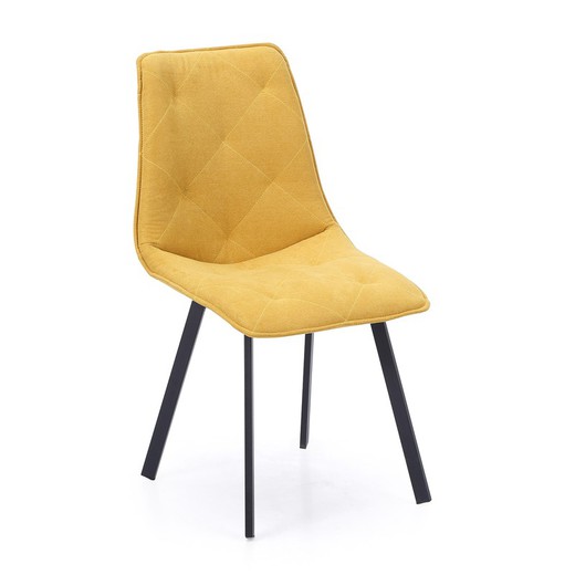 Mosterd/zwart stoffen stoel, 45 x 63 x 87 cm | Diamant