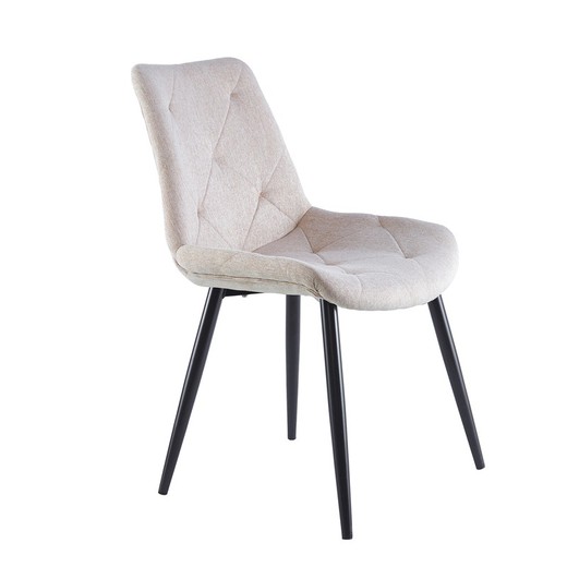Cadeira em tecido e metal bege/preto, 53 x 61 x 85 cm | Marlene