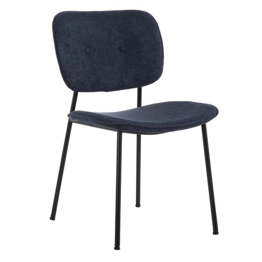 Stuhl aus Stoff und Metall in Blau und Schwarz, 52 x 56 x 83 cm