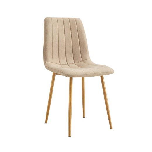 Fabric and metal chair in beige, 44 x 55 x 87 cm | Nails