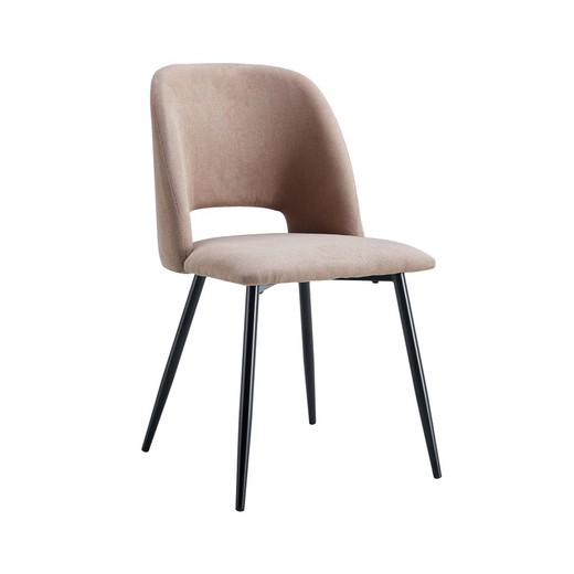 Υφασμάτινη και μεταλλική καρέκλα σε μπεζ και μαύρο, 58 x 50 x 86 cm | Αφροδίτη