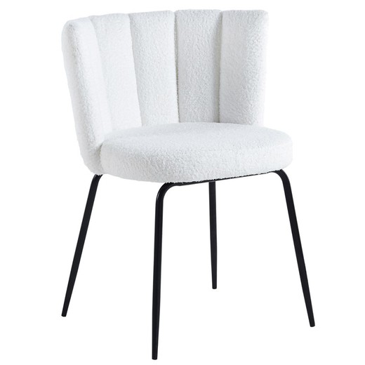 Hvid stof og metal stol, 57 x 60 x 79 cm | tulipan