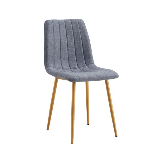 Krzesło z szarej tkaniny i metalu, 44 x 55 x 87 cm | Paznokcie