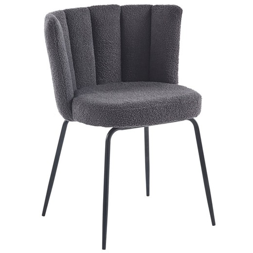 Stuhl aus grauem Stoff und Metall, 57 x 60 x 79 cm | Tulpe