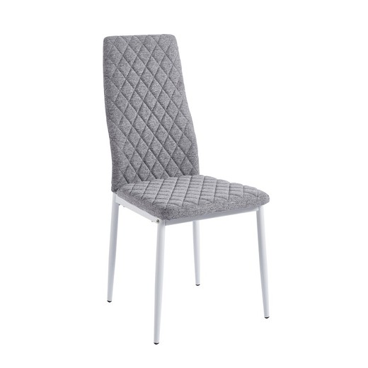 Fabric and metal chair in gray and white, 43 x 44 x 98 cm | Anita