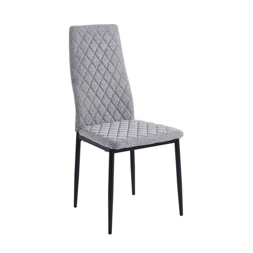 Fabric and metal chair in gray and black, 43 x 44 x 98 cm | Anita