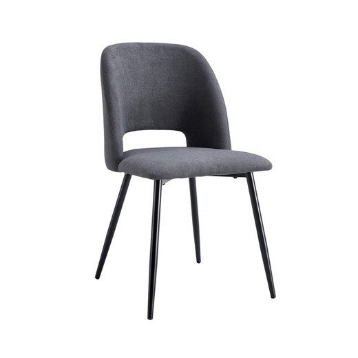 Fabric and metal chair in gray and black, 58 x 50 x 86 cm | Venus