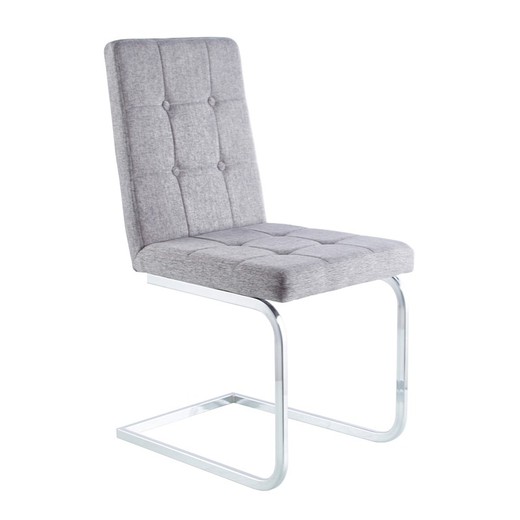 Stof- og metalstol i grå og sølv, 45 x 58 x 93 cm | forfængelighed