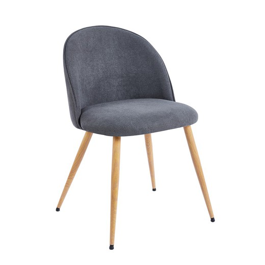 Fabric and metal chair in gray and oak, 55 x 50 x 78 cm | Evora