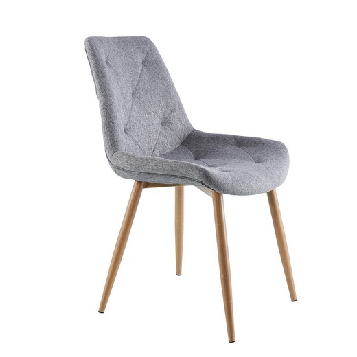 Stuhl aus grau/naturfarbenem Stoff und Metall, 53 x 61 x 85 cm | Marlene