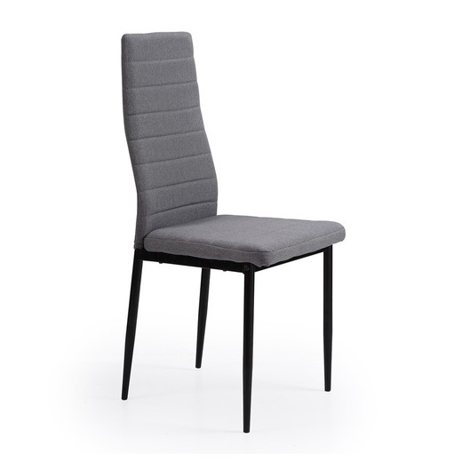 Stuhl aus grau/schwarzem Stoff und Metall, 43 x 44 x 98 cm | nett