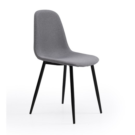Grå/sort stof og metal stol, 44,5 x 54,5 x 84 cm | Hal