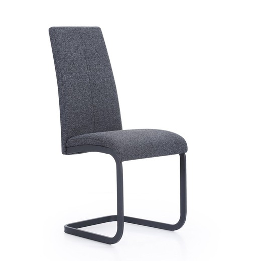 Szaro-czarne krzesło z tkaniny i metalu, 45 x 51 x 103 cm | Uśmiech