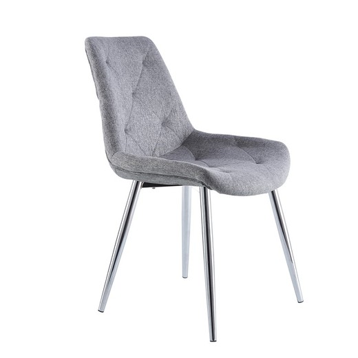Grå/silver tyg och metall stol, 53 x 61 x 85 cm | Marlene