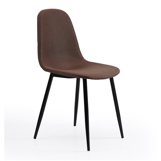 Bruin/zwarte stof en metalen stoel, 44,5 x 54,5 x 84 cm | Hal