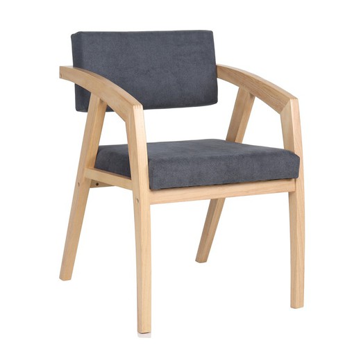 Krzesło szare/naturalne z tkaniny/drewna, 62 x 54 x 82 cm | Udine