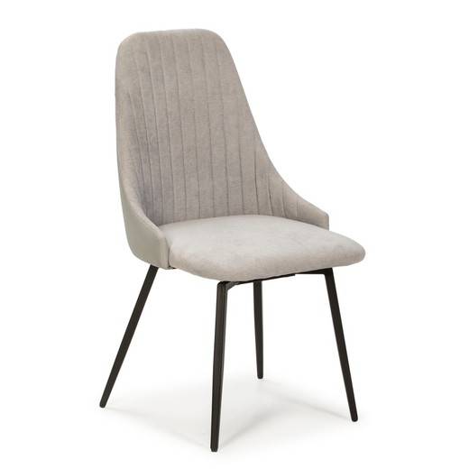 Stuhl aus Stoff und Metall in Hellgrau und Schwarz, 50 x 54 x 90 cm | Elma