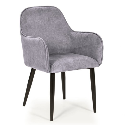 Krzesło z szarej tkaniny i metalowa rama, 54 x 49 x 46/64/88 cm