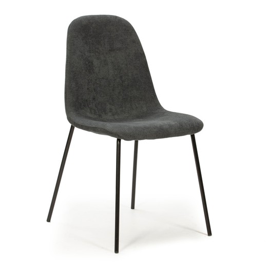 Cadeira de tecido cinza e pernas de metal, 45 x 54 x 45/85 cm