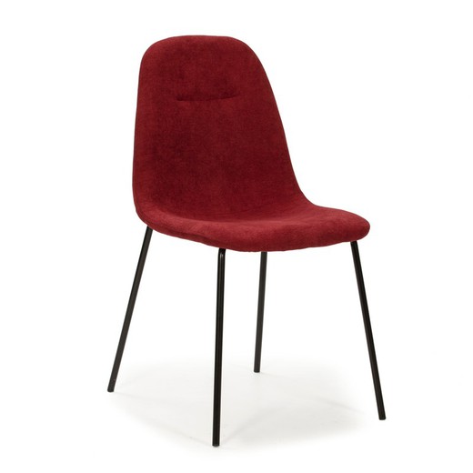 Chaise en tissu rouge et pieds en métal, 45 x 54 x 45/85 cm