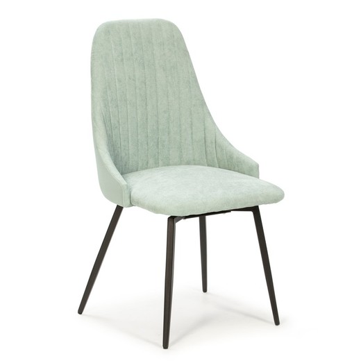 Fabric and metal chair in green and black, 50 x 54 x 90 cm | Elma