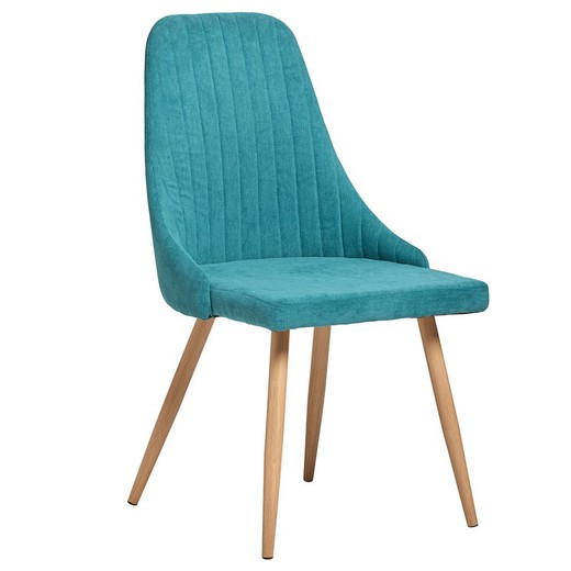 Chaise en tissu turquoise et pieds en métal, 50 x 51 x 46/90 cm