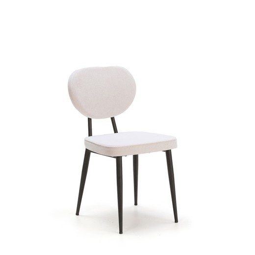 Cadeira preta e branca em tecido e metal, 42 x 47 x 84 cm | zênite