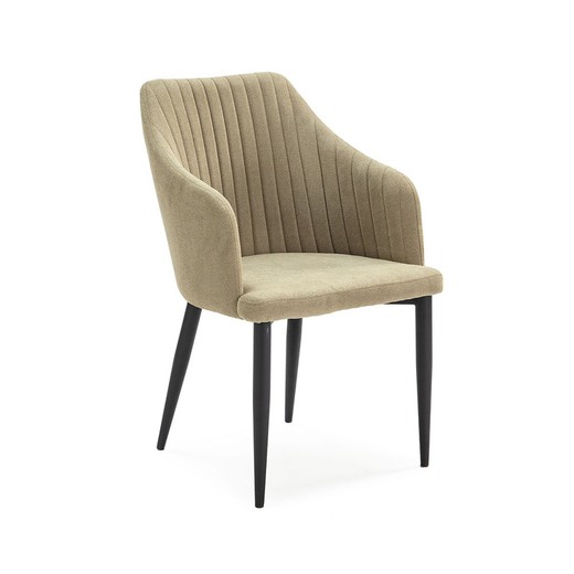 Cadeira de tecido e metal cáqui e preto, 55 x 57 x 88 cm | Nadi