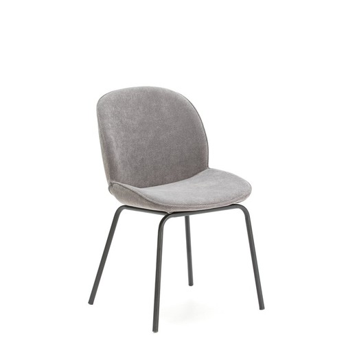 Chaise en tissu et métal gris et noir, 47 x 42 x 84 cm | Vicky