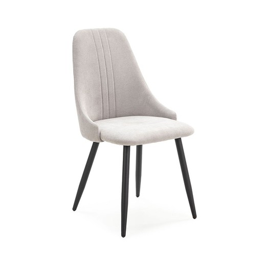 Tyg och metall stol i grått och svart, 50 x 57 x 91 cm | Jordnöt