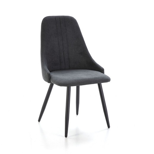 Fabric and metal chair in gray and black, 50 x 57 x 91 cm | Peanut