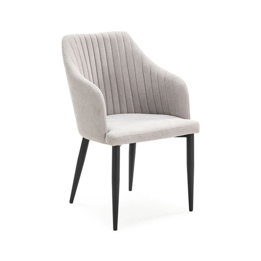 Stuhl aus Stoff und Metall in Grau und Schwarz, 56 x 57 x 88 cm | Nadi