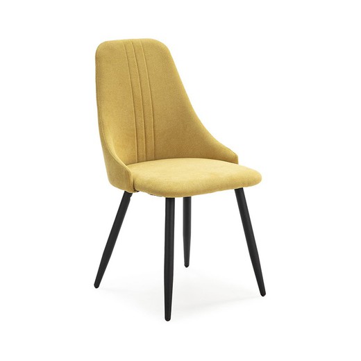 Senap och svart tyg och metall stol, 50 x 57 x 91 cm | Jordnöt