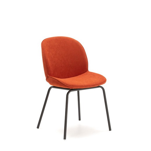 Stuhl aus Stoff und Metall in Fliesen und Schwarz, 47 x 42 x 84 cm | Vicky