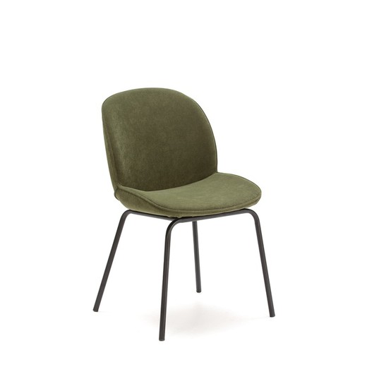 Tyg och metall stol i grönt och svart, 47 x 42 x 84 cm | vicky