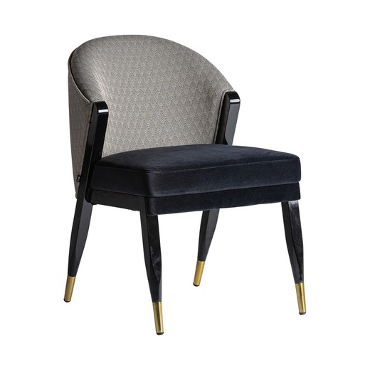 Cadeira Trun de veludo preto/dourado, 55x68x84cm
