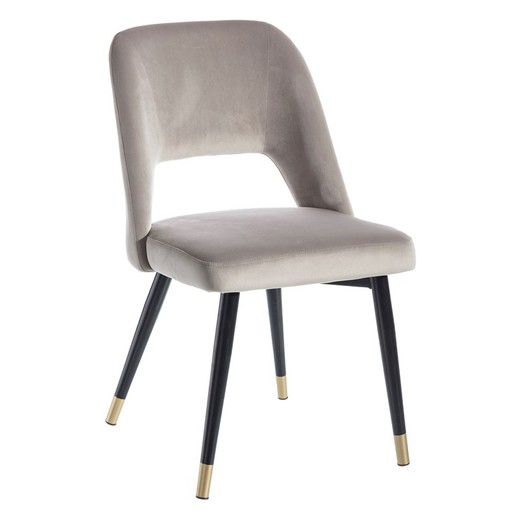 Stuhl aus Samt und Stahl in Grau und Schwarz, 45 x 46 x 83 cm