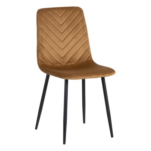 Stuhl aus Samt und Eisen in Kamel und Schwarz, 45 x 51 x 88,5 cm