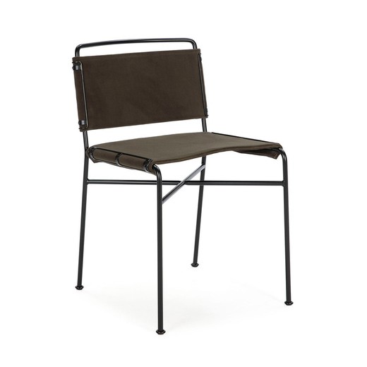 Chaise fer marron/noir et velours, 50 x 60 x 87 cm