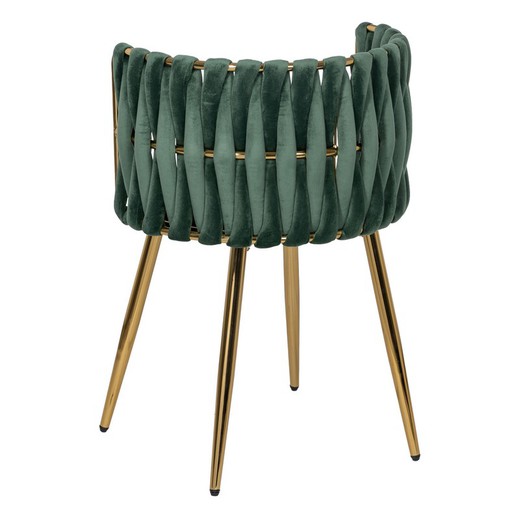 Silla de terciopelo verde, 50x67x91 cm — Qechic