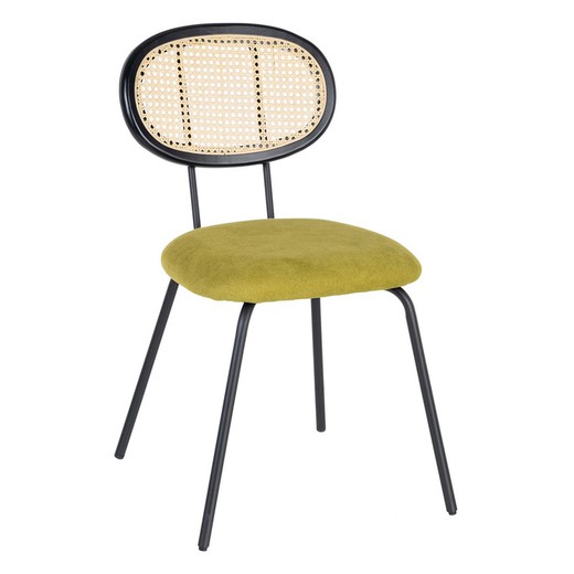 Stuhl aus Samt und Metall in Grün und Schwarz, 48 x 54 x 80 cm