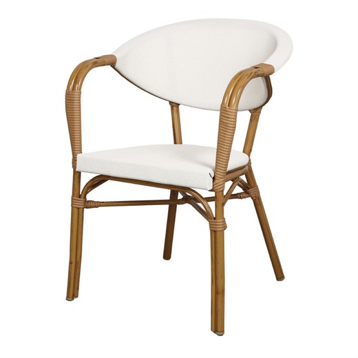 Chaise en textilène naturel et blanc, 58 x 57 x 83 cm | Bon