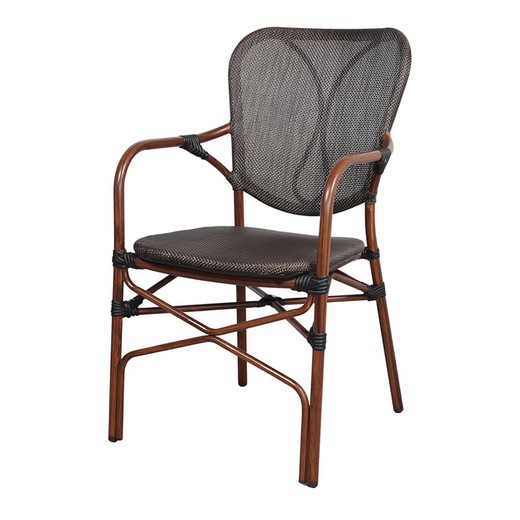 Dubai Chair in Synthetic Rattan and Black Textilene, 54x63x93 cm