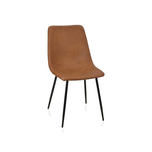 Silla efecto piel camel, 43x55x81 cm