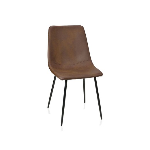 Brown leather effect chair, 43x55x81 cm