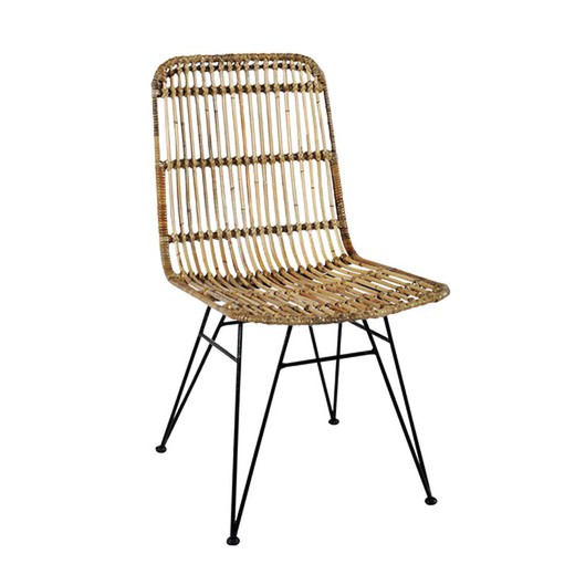 Cadeira Elia de vime e metal cinza/preto, 44x57x86 cm